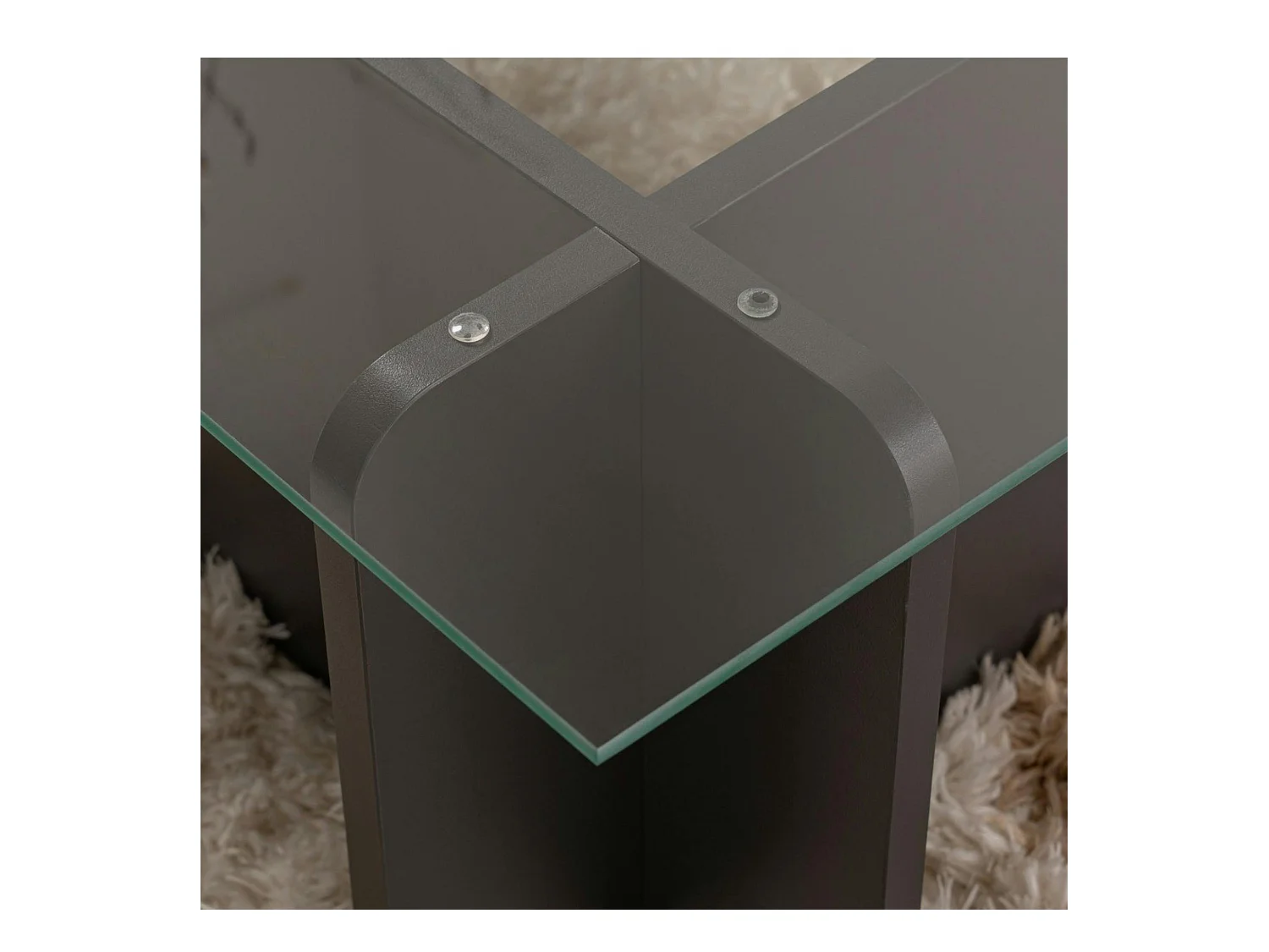 Table basse verre déstructurée – base gris anthracite SALTA