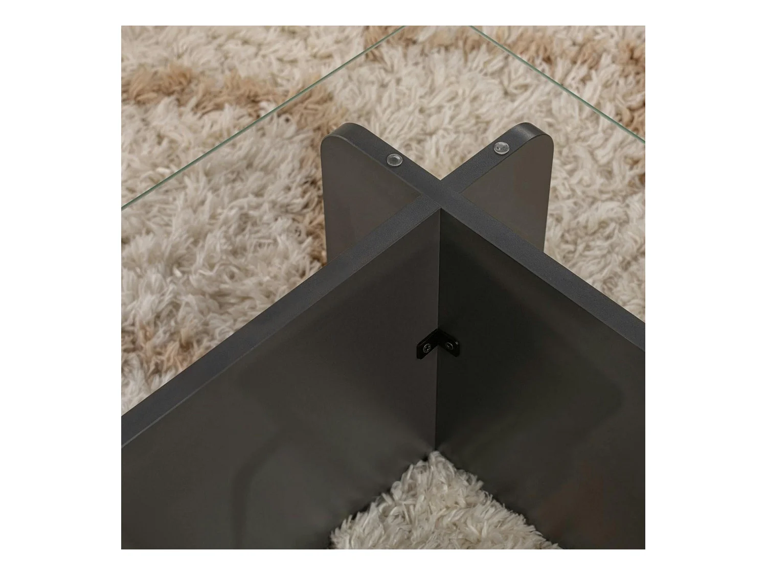 Table basse verre déstructurée – base gris anthracite SALTA