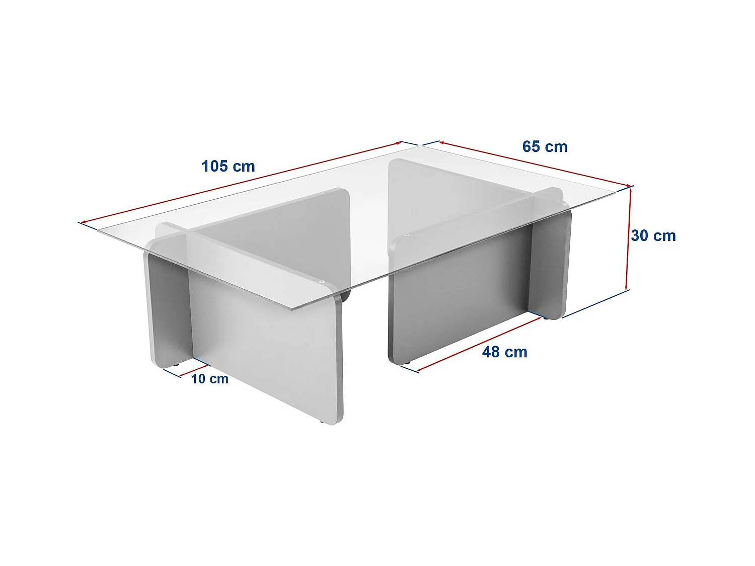 Table basse verre déstructurée – base gris anthracite SALTA