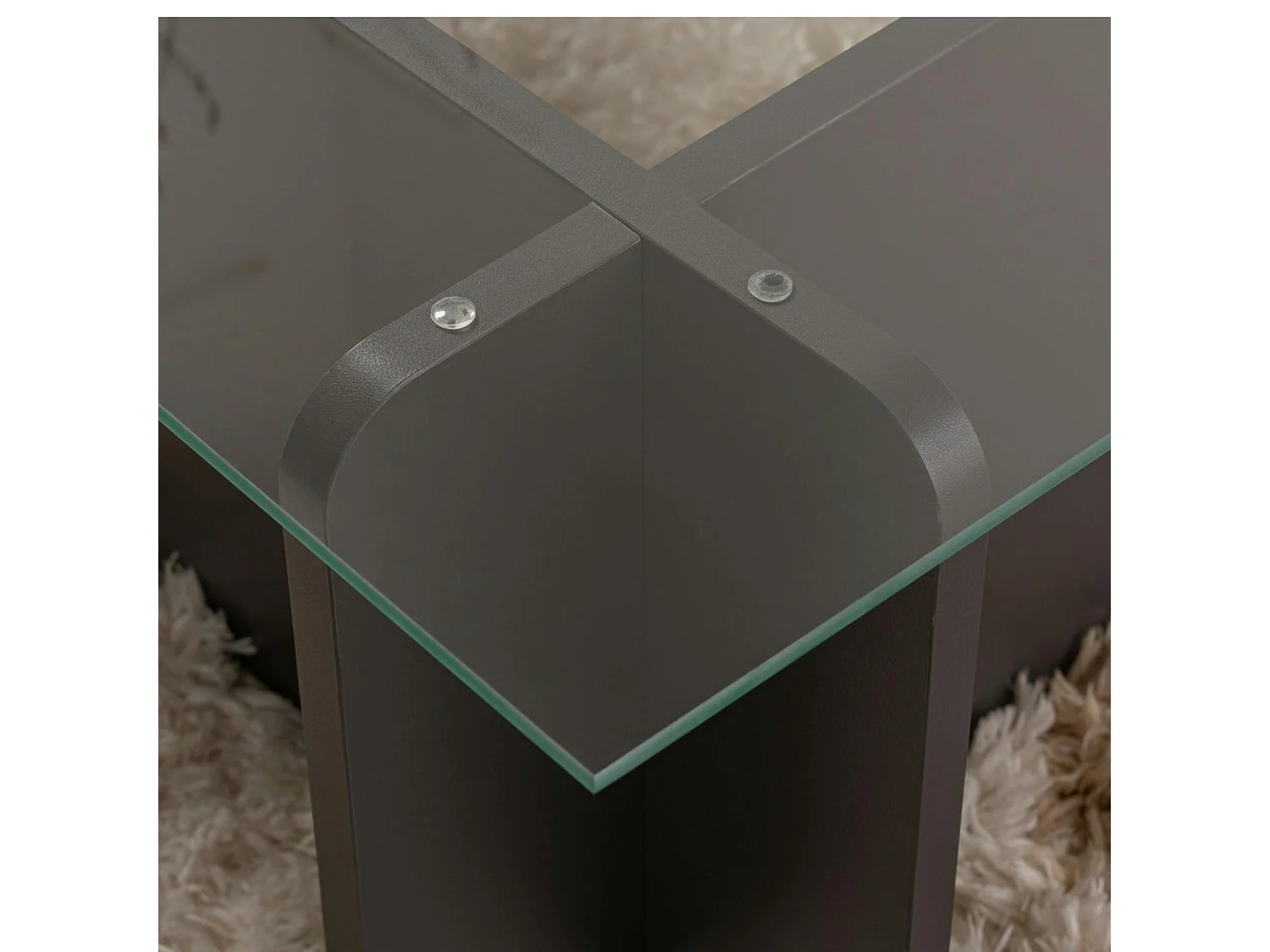 Table basse verre déstructurée – base gris anthracite SALTA