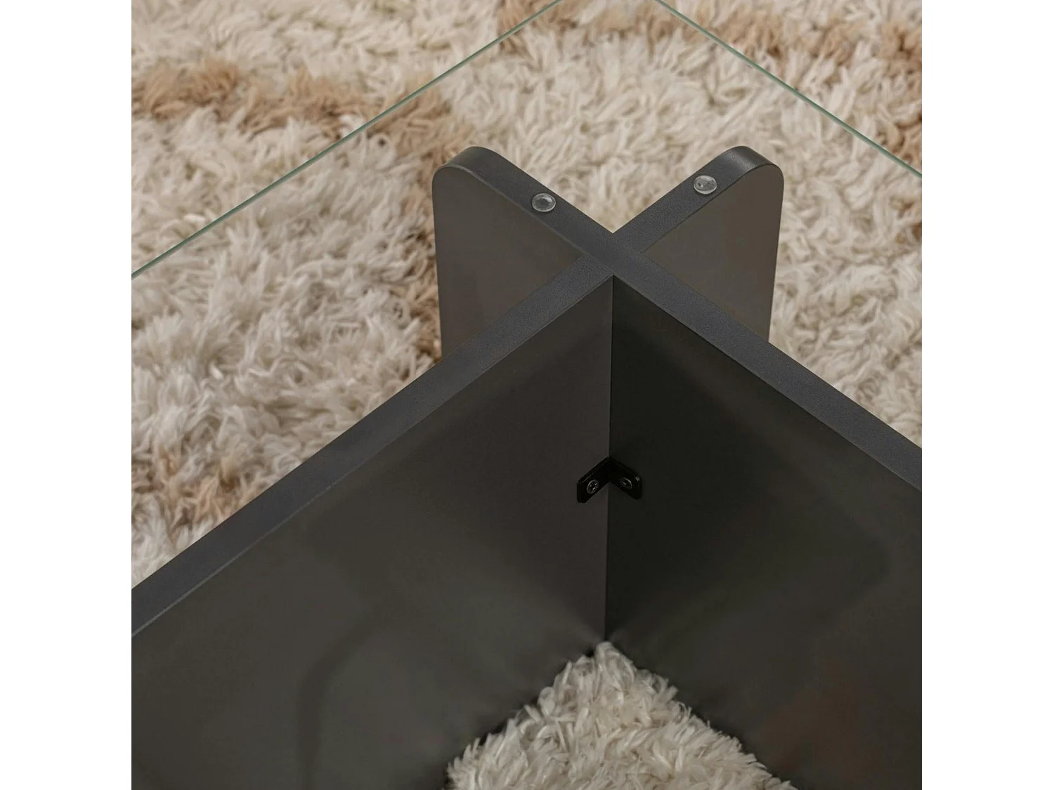 Table basse verre déstructurée – base gris anthracite SALTA