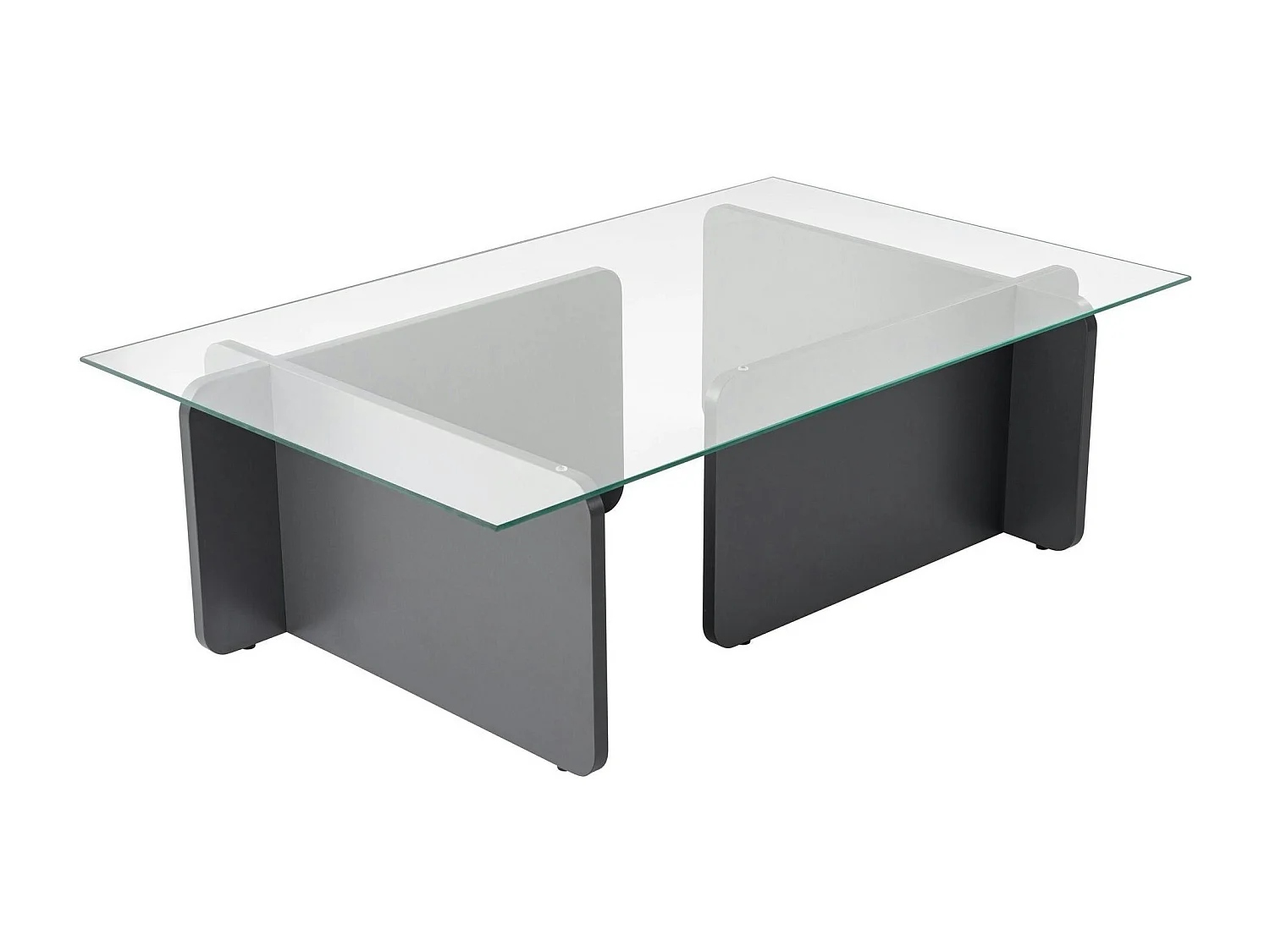 Table basse verre déstructurée – base gris anthracite SALTA