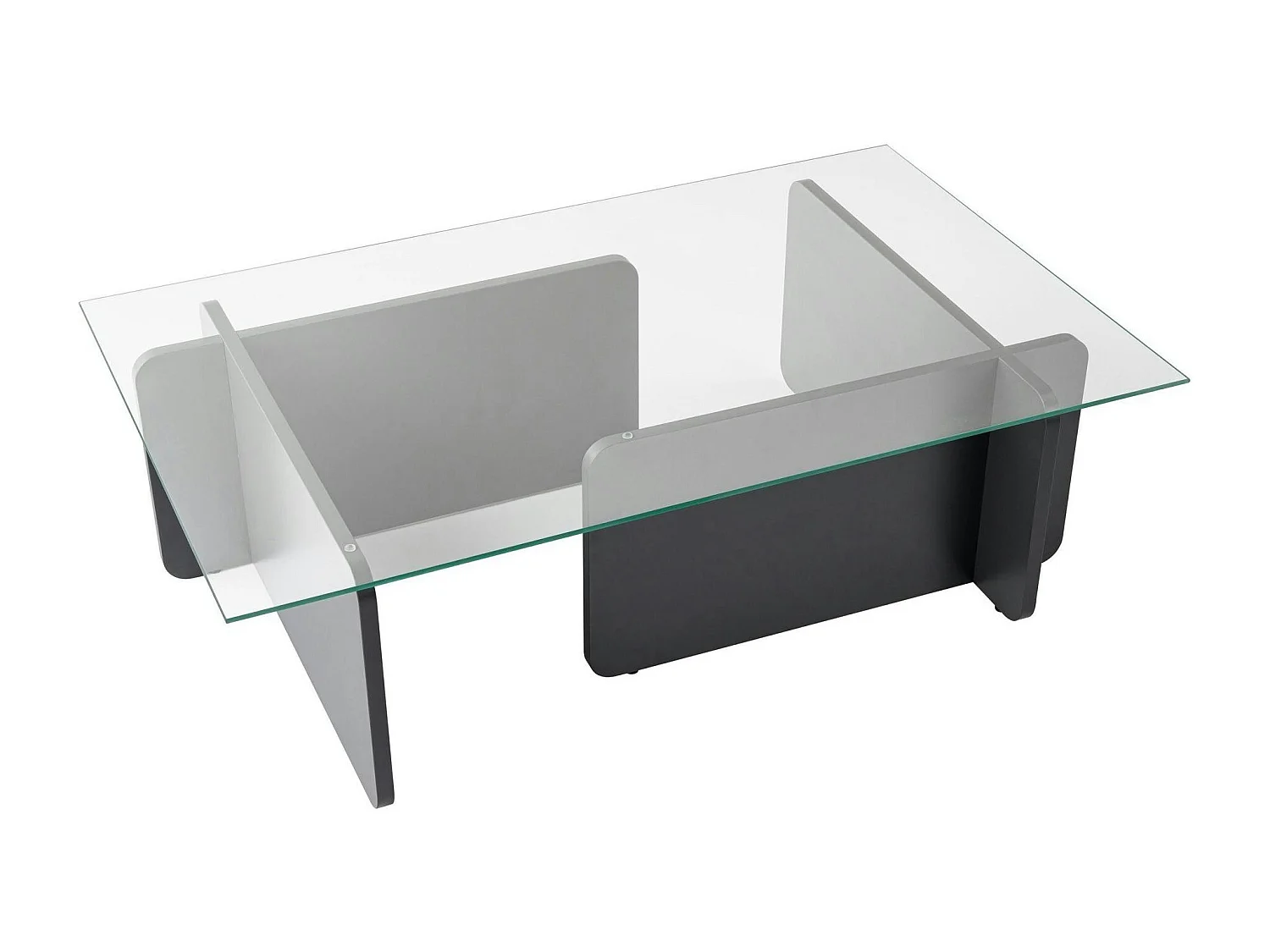 Table basse verre déstructurée – base gris anthracite SALTA