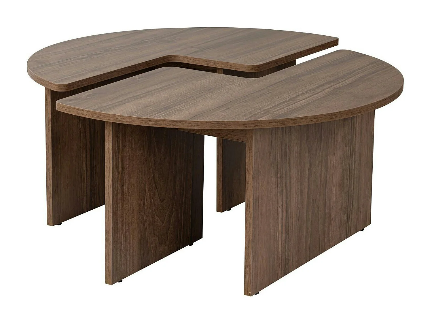 Table basse ronde effet bois de noyer - design puzzle MARFA