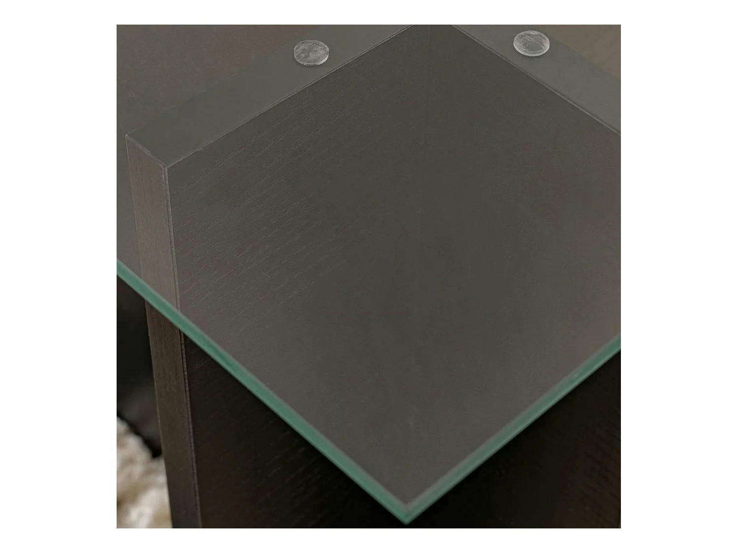 Table basse verre déstructurée – effet bois noir, H. 40 cm SALTA