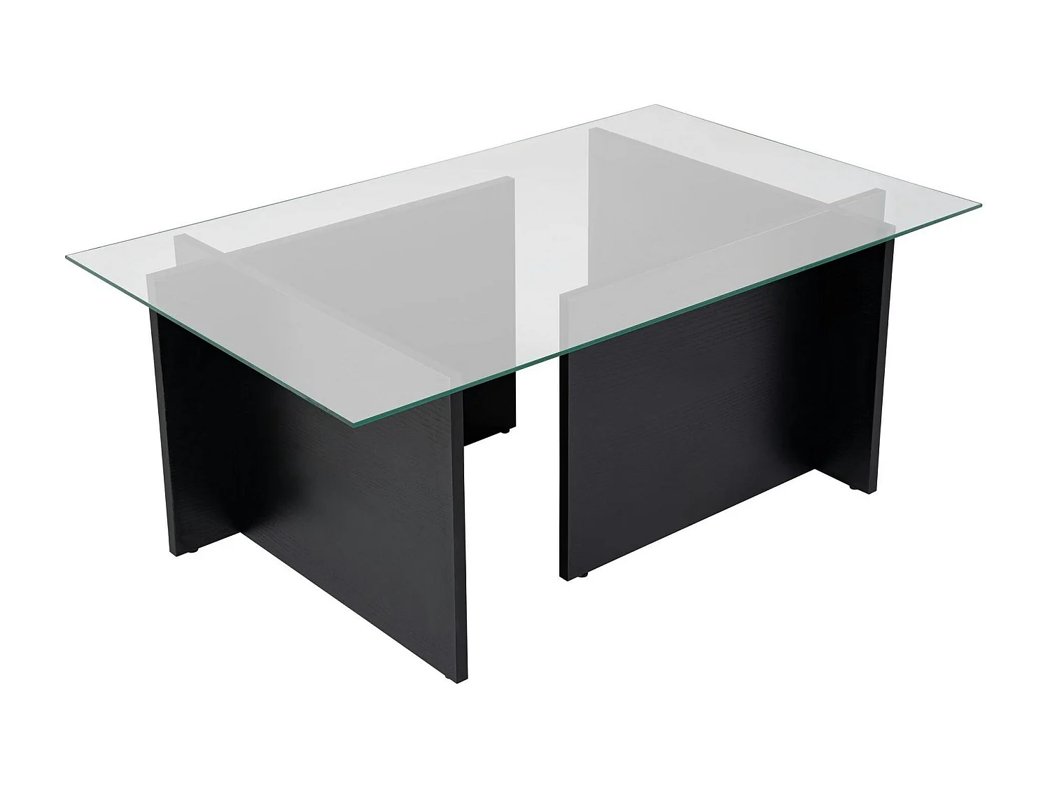 Table basse verre déstructurée – effet bois noir, H. 40 cm SALTA