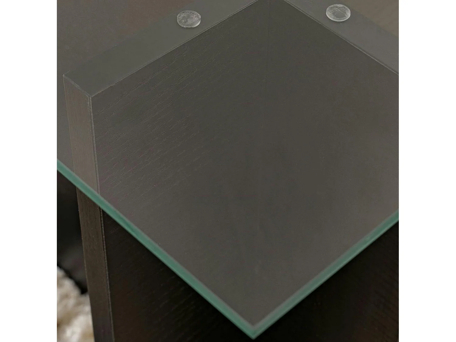 Table basse verre déstructurée – effet bois noir, H. 40 cm SALTA