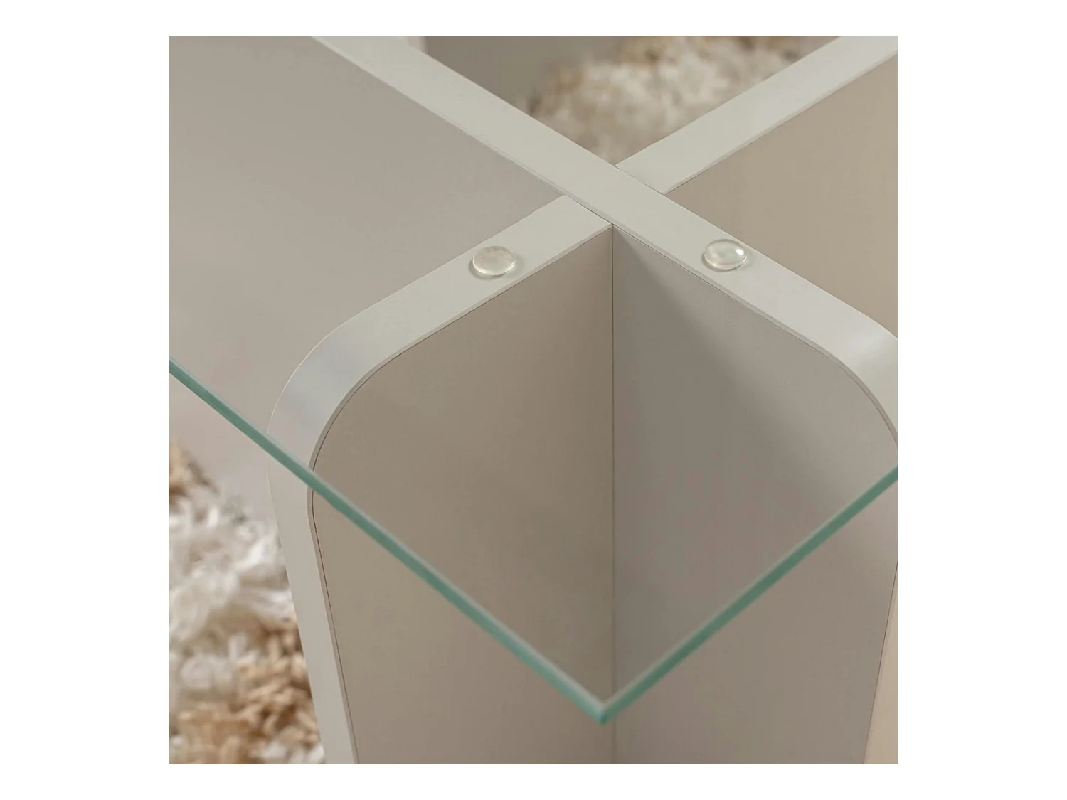 Table basse verre déstructurée – base gris clair SALTA