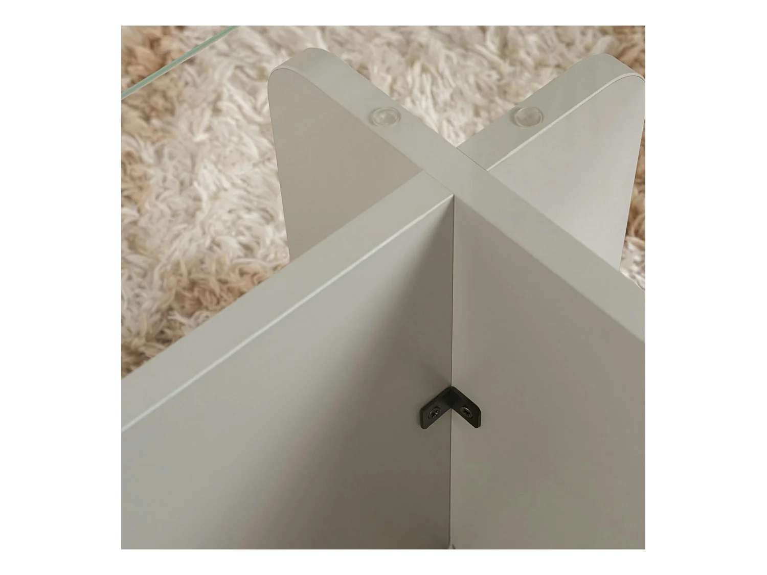 Table basse verre déstructurée – base gris clair SALTA