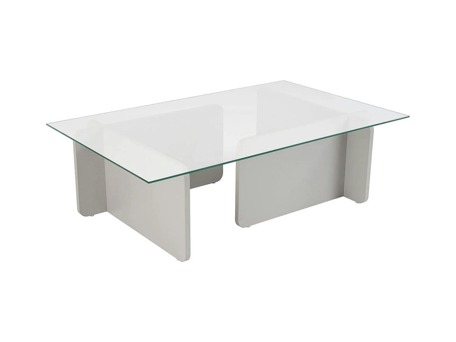 Table basse verre déstructurée – base gris clair SALTA