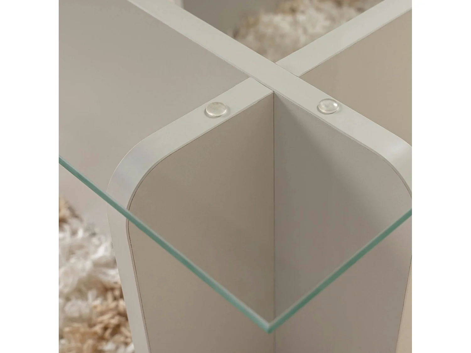 Table basse verre déstructurée – base gris clair SALTA