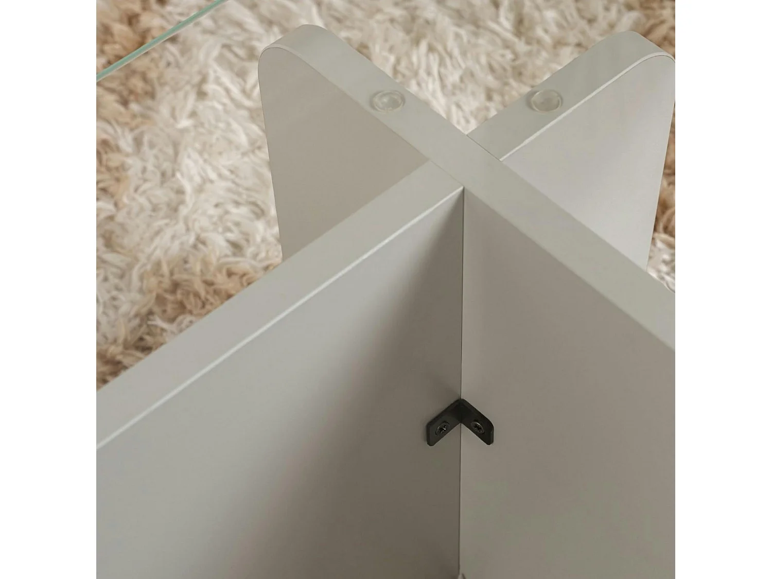 Table basse verre déstructurée – base gris clair SALTA