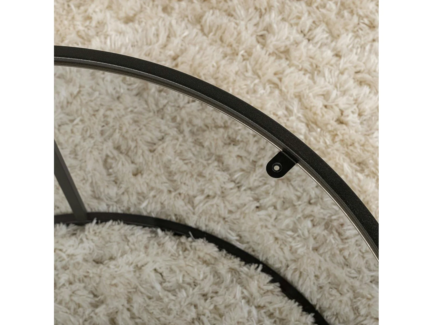 Table basse ronde en verre – cadre noir ⌀80 cm TULUM