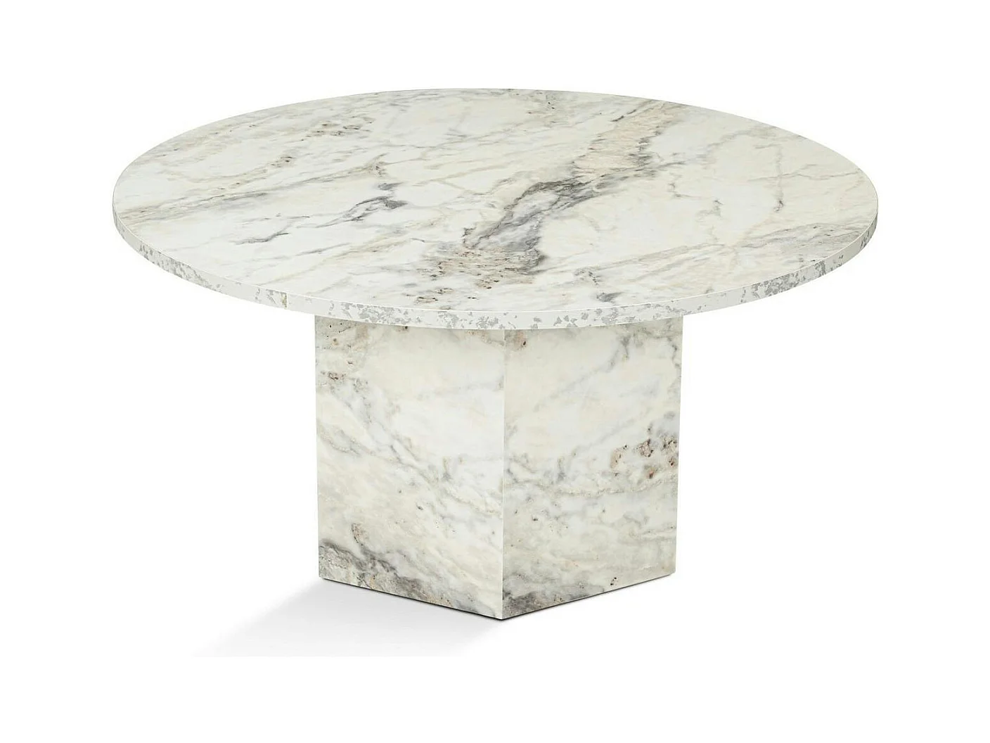 Table basse ronde effet marbre – pied hexagonal MARFA
