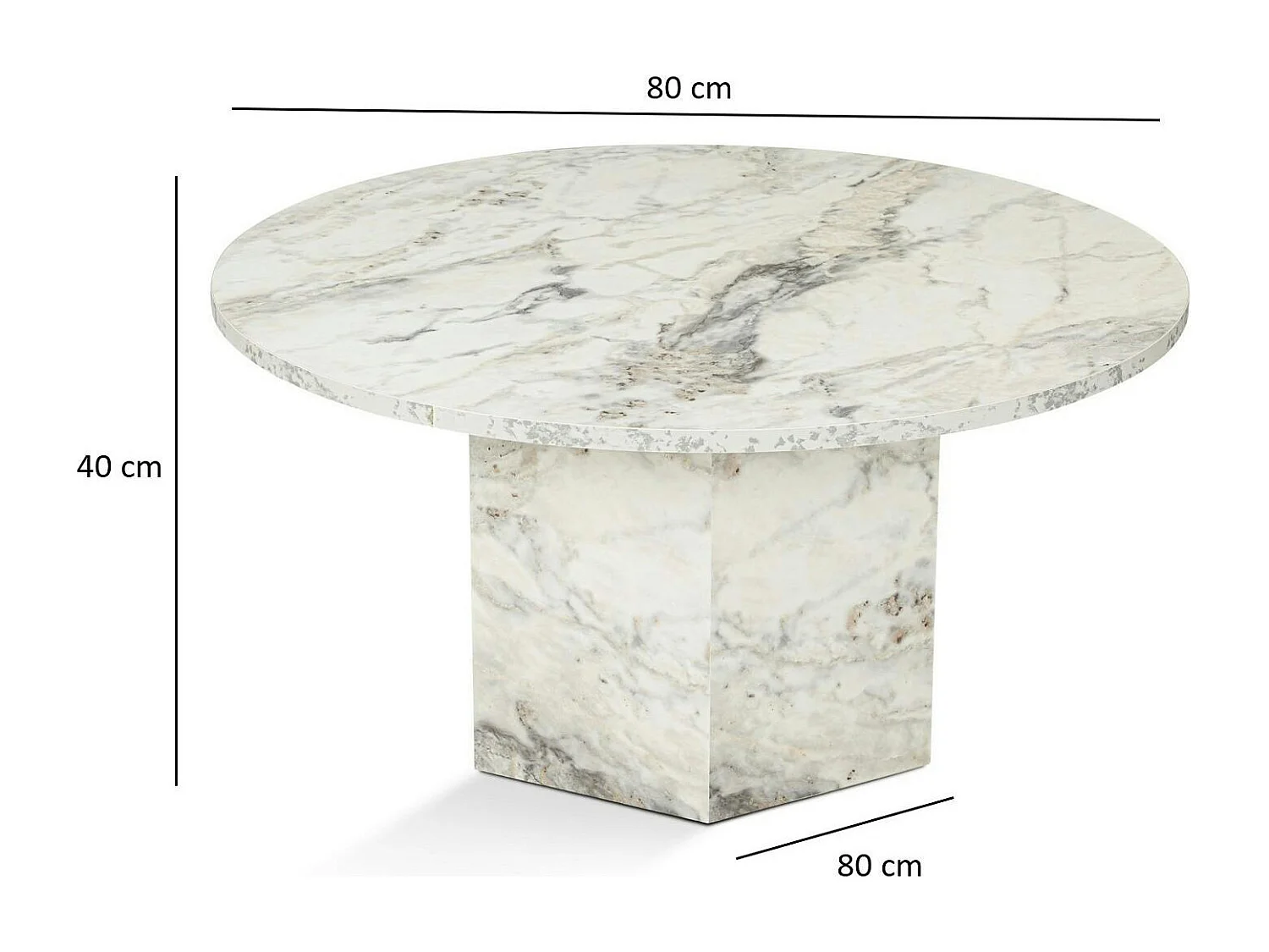 Table basse ronde effet marbre – pied hexagonal MARFA