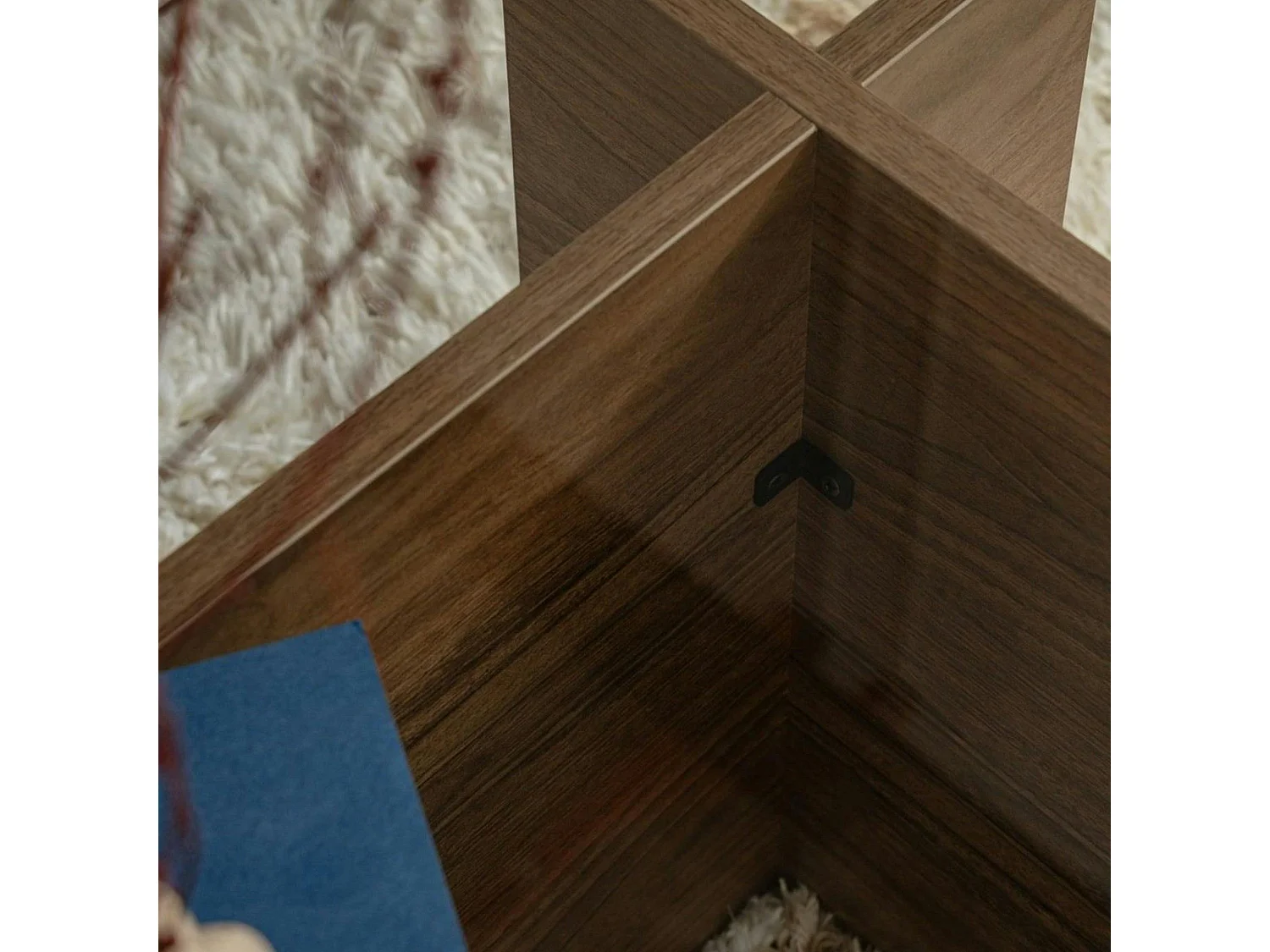 Table basse verre déstructurée – effet bois noyer, H.40 cm SALTA