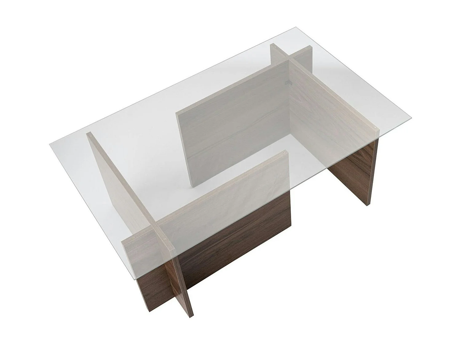 Table basse verre déstructurée – effet bois noyer, H.40 cm SALTA