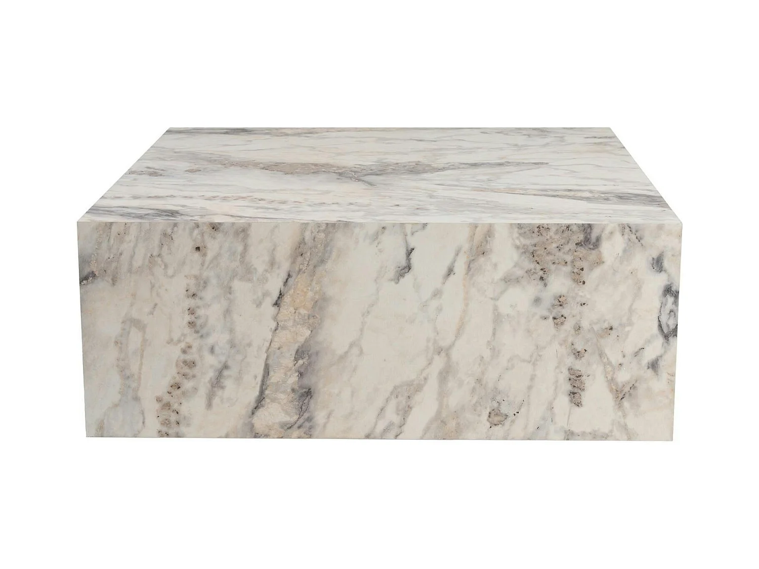 Table basse carrée design effet marbre blanc MARFA