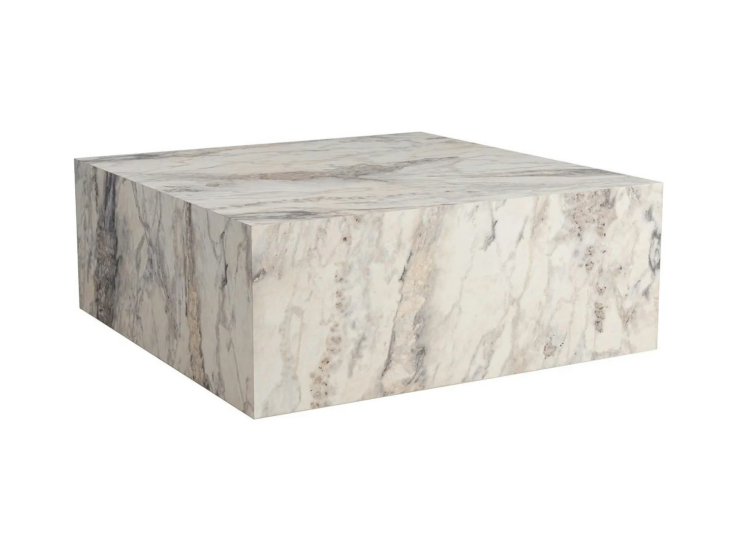 Table basse carrée design effet marbre blanc MARFA