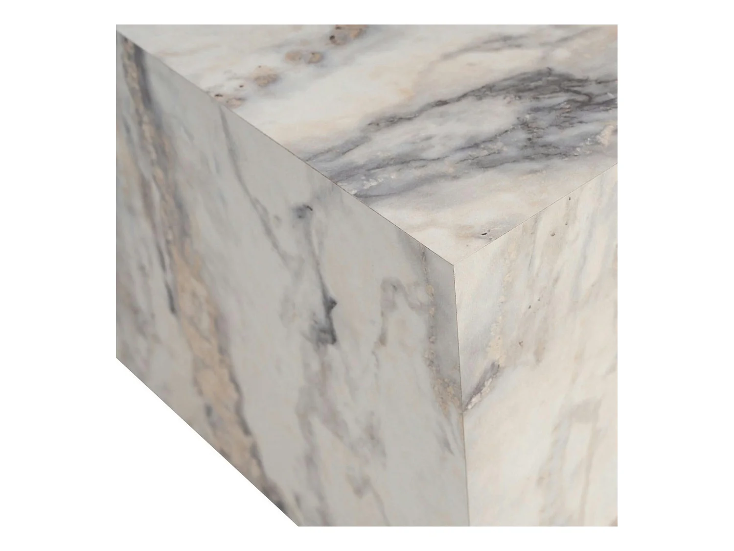 Table basse carrée design effet marbre blanc MARFA