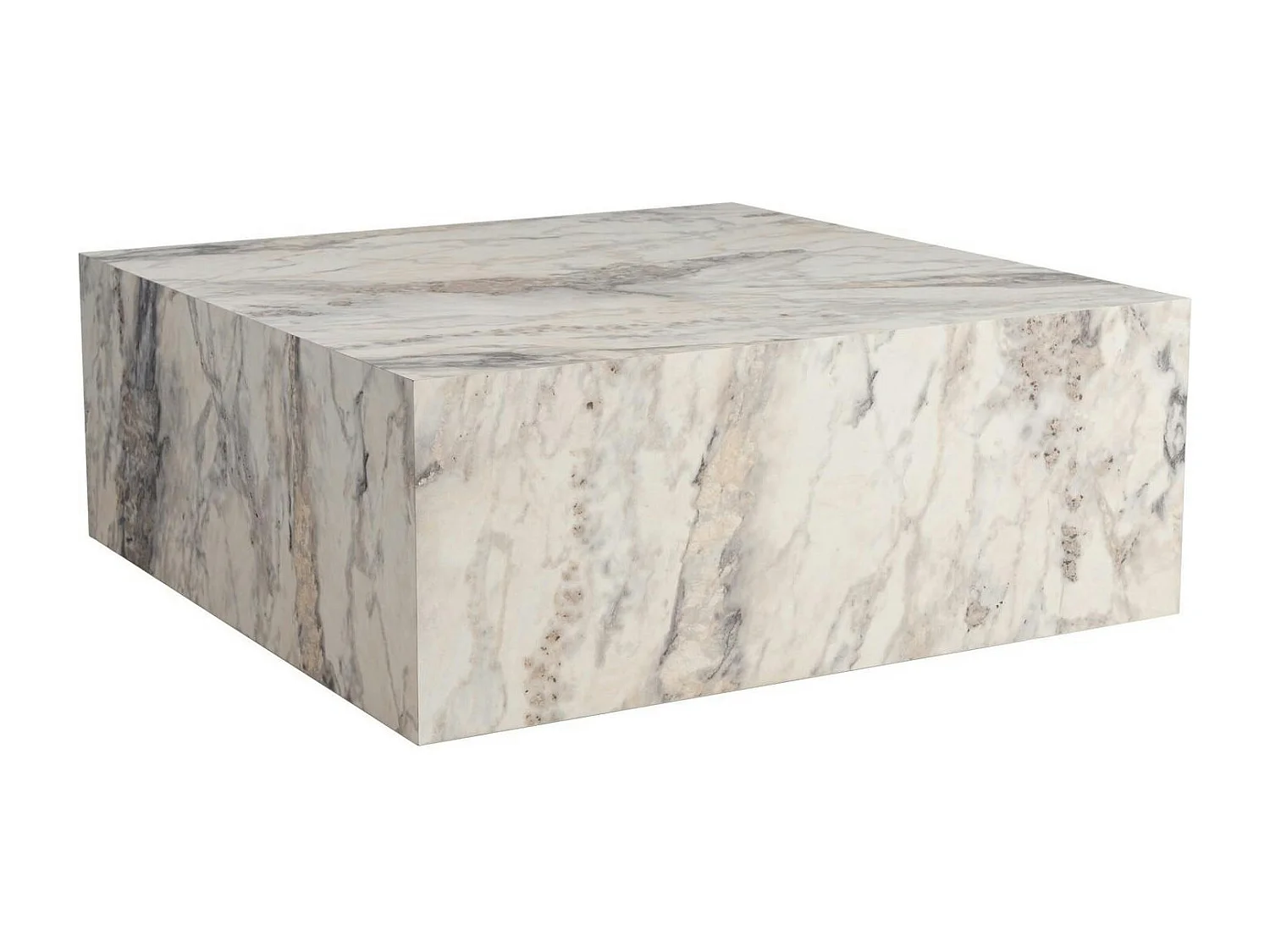 Table basse carrée design effet marbre blanc MARFA