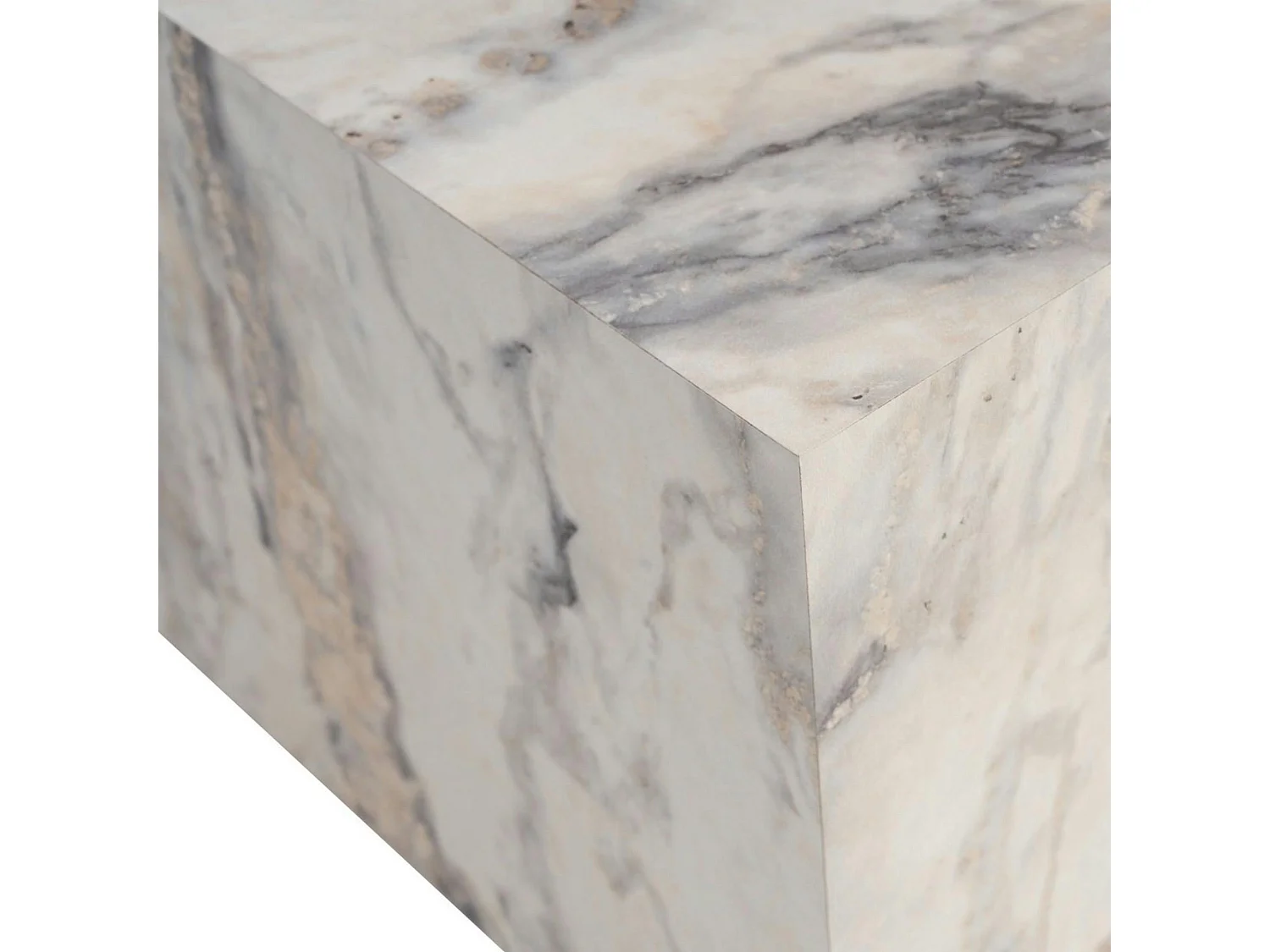 Table basse carrée design effet marbre blanc MARFA