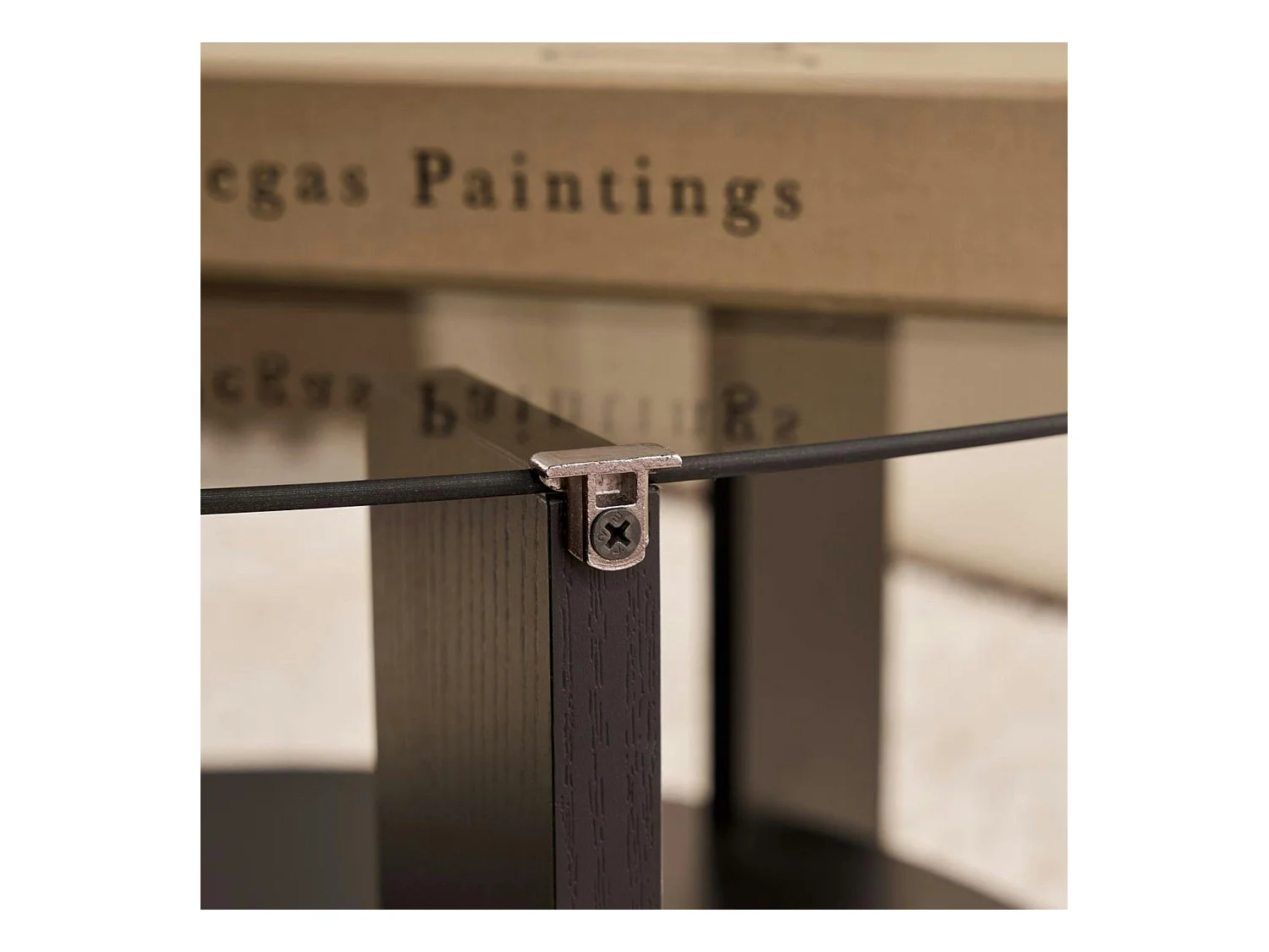 Table basse verre fumé double plateau - effet bois noir SALTA