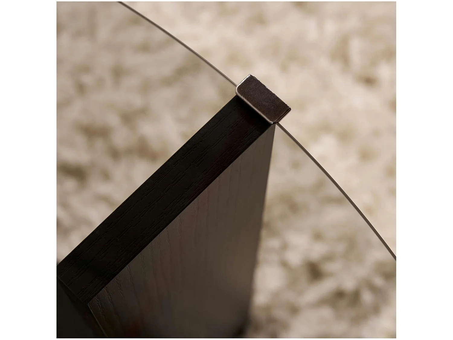 Table basse verre fumé double plateau - effet bois noir SALTA