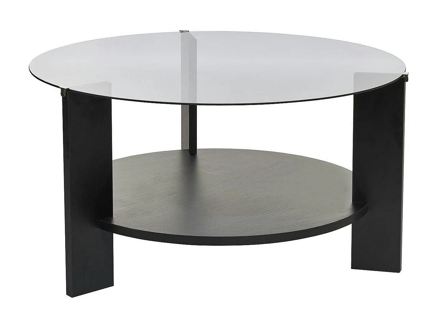 Table basse verre fumé double plateau - effet bois noir SALTA