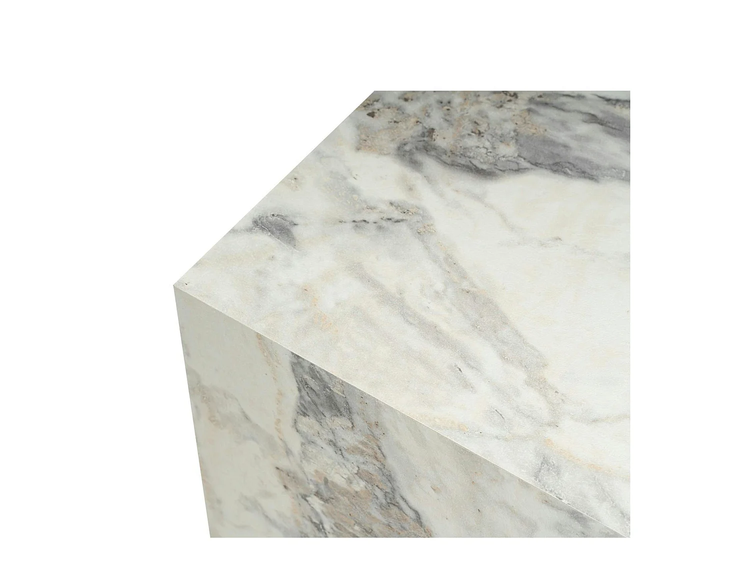 Table basse cube effet marbre blanc - style design (2 pièces) MARFA