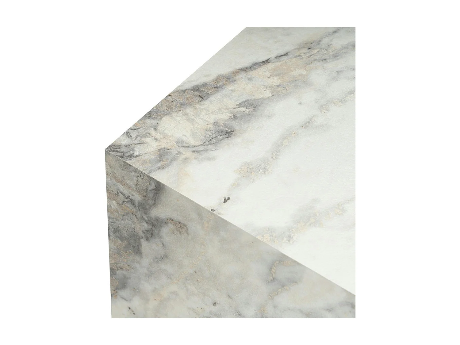 Table basse cube effet marbre blanc - style design (2 pièces) MARFA