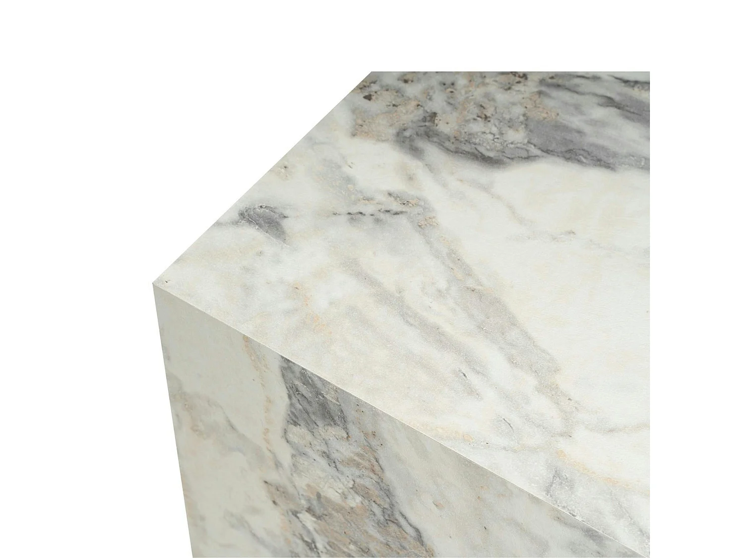 Table basse cube effet marbre blanc - style design (2 pièces) MARFA