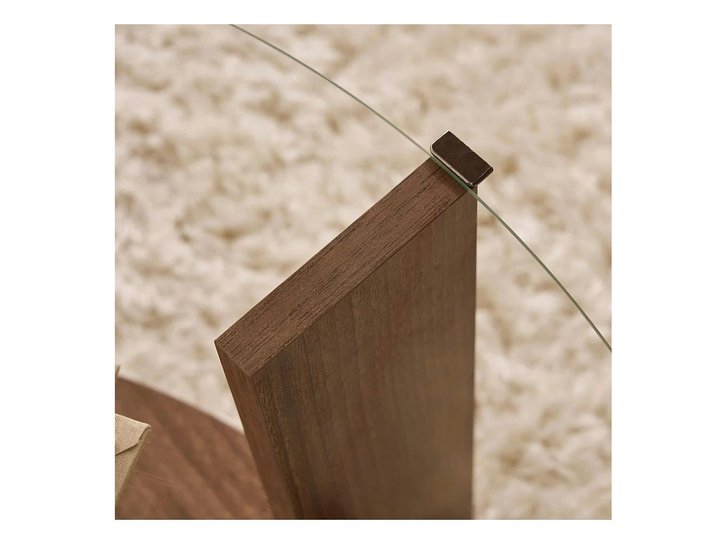 Table basse verre double plateau - effet bois de noyer SALTA