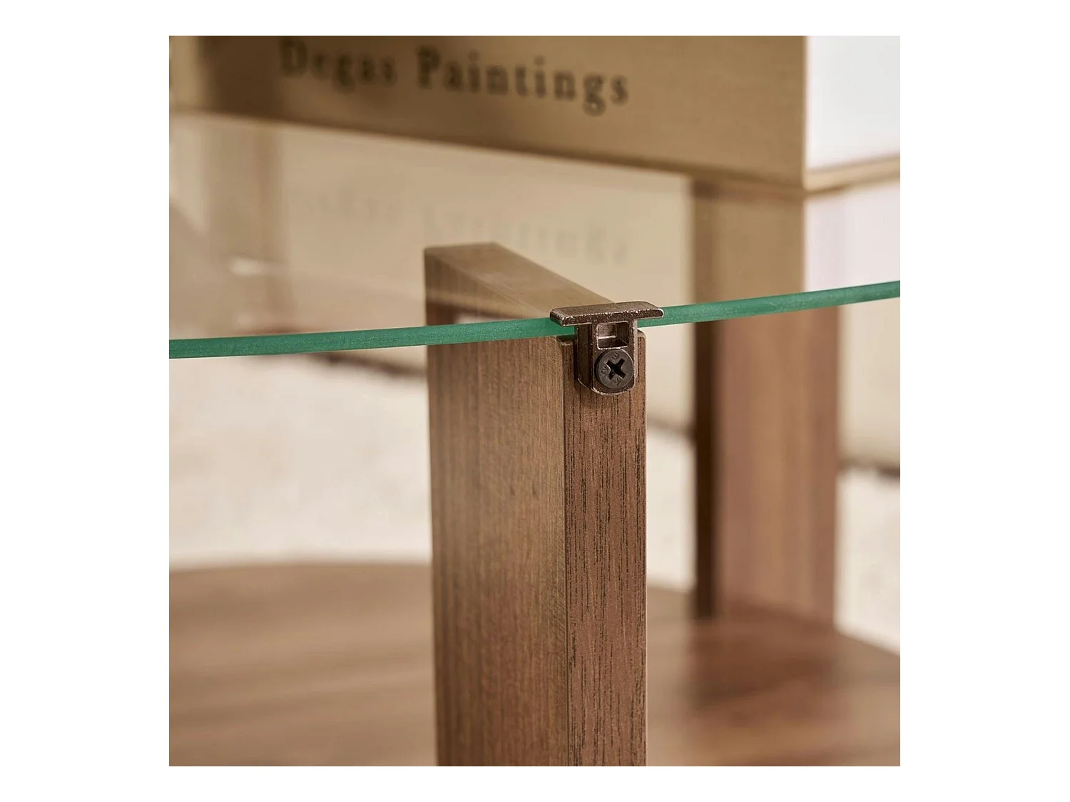 Table basse verre double plateau - effet bois de noyer SALTA