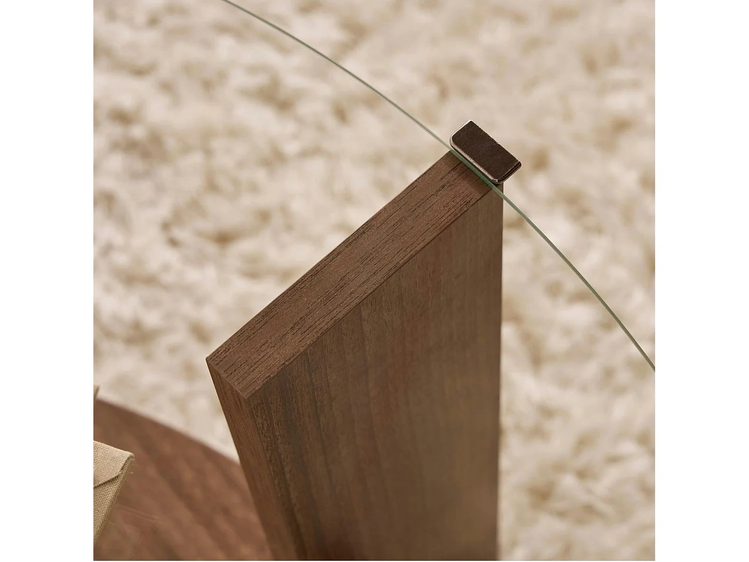 Table basse verre double plateau - effet bois de noyer SALTA