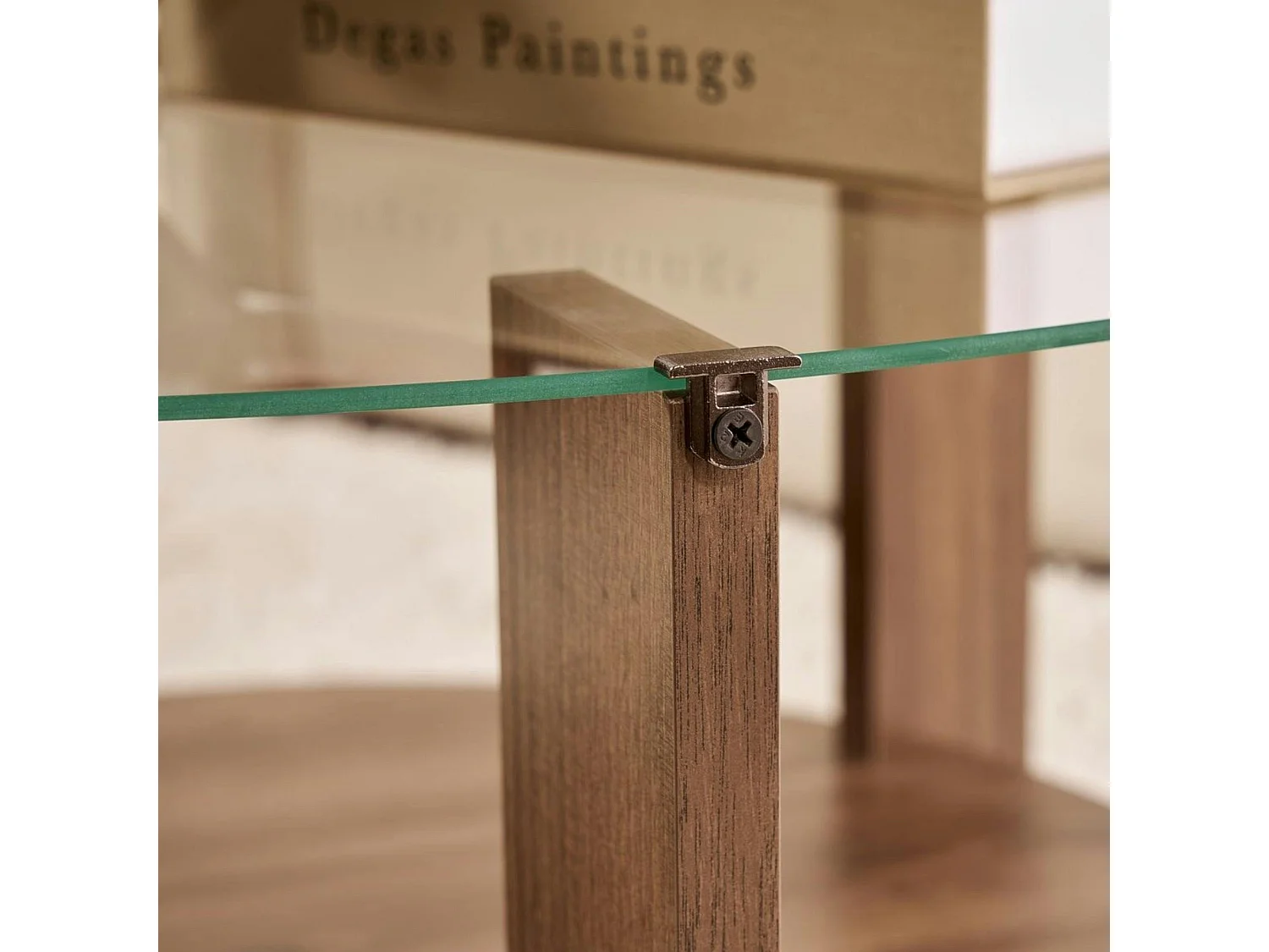 Table basse verre double plateau - effet bois de noyer SALTA