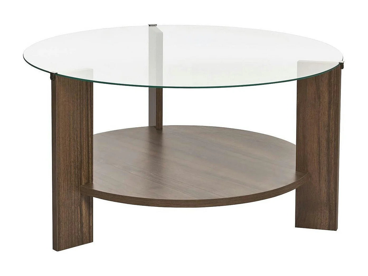 Table basse verre double plateau - effet bois de noyer SALTA