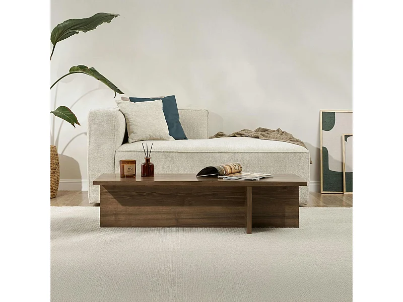 Table basse moderne minimaliste - effet bois de noyer MARFA
