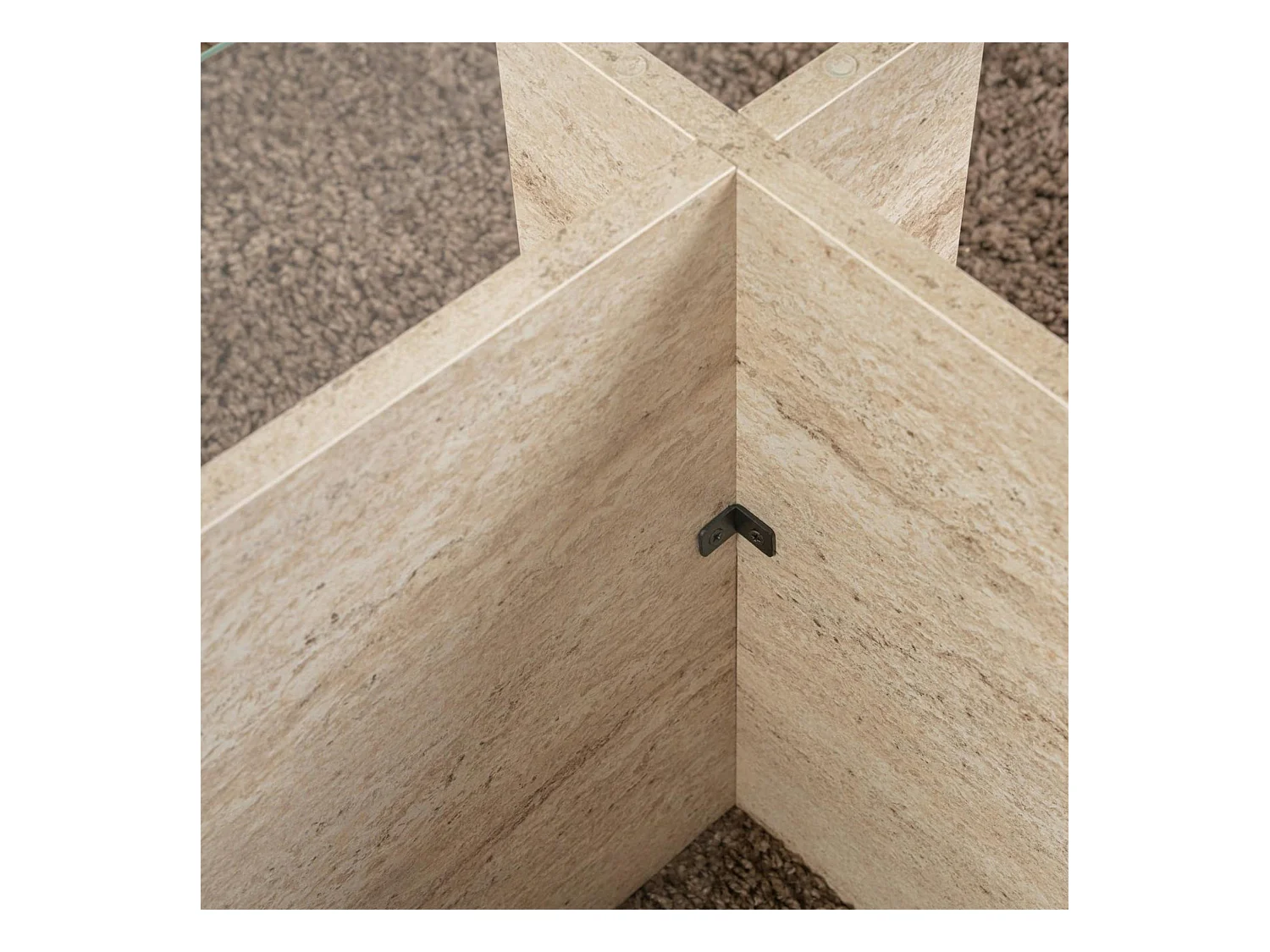 Table basse verre déstructurée – effet travertin, H.40 cm SALTA