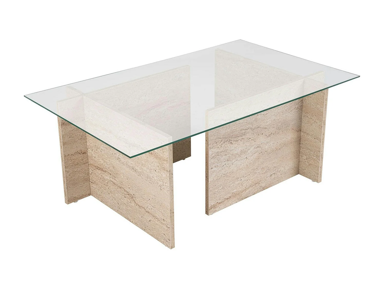Table basse verre déstructurée – effet travertin, H.40 cm SALTA