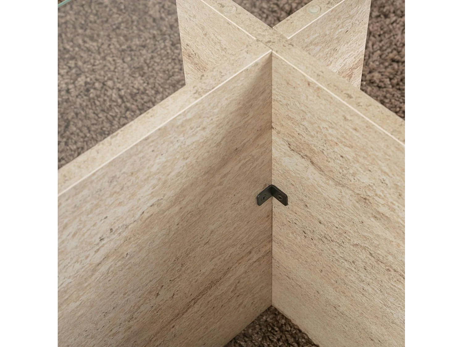 Table basse verre déstructurée – effet travertin, H.40 cm SALTA