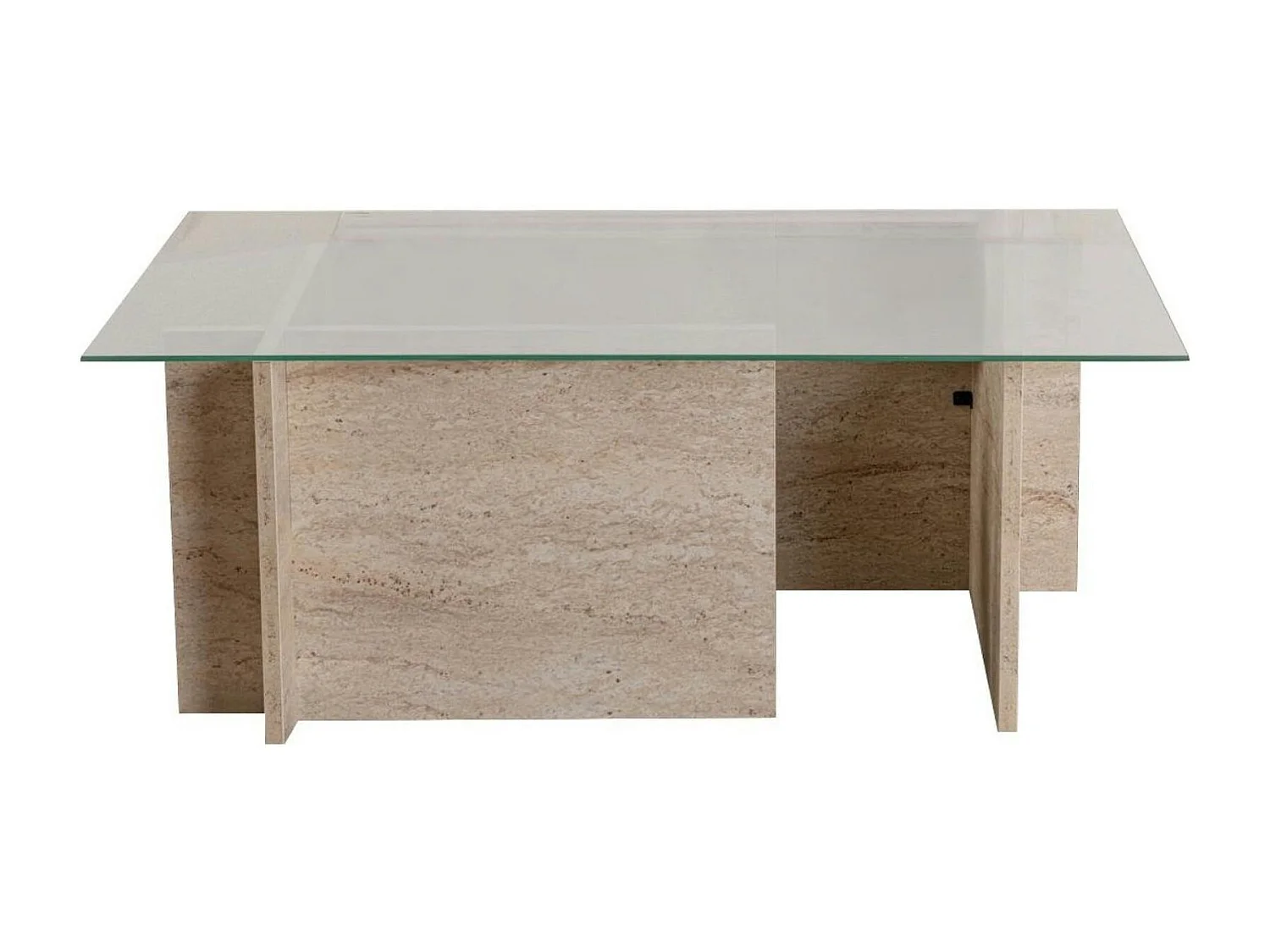 Table basse verre déstructurée – effet travertin, H.40 cm SALTA