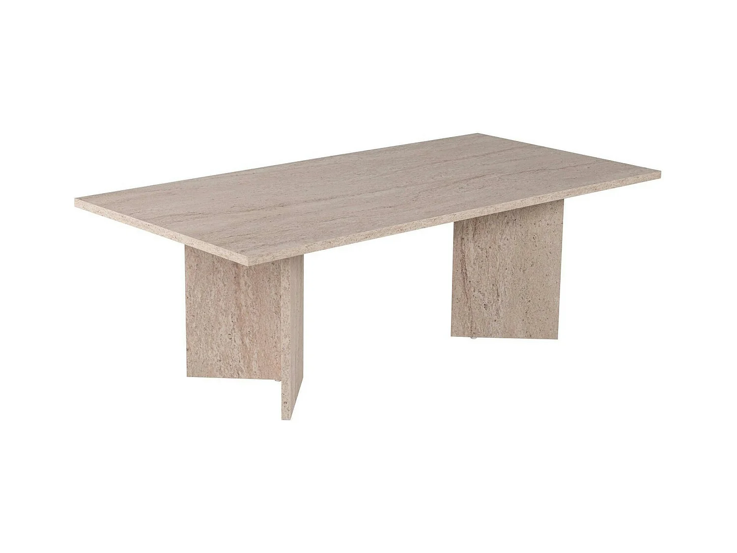 Table basse moderne effet travertin - pieds en V MARFA