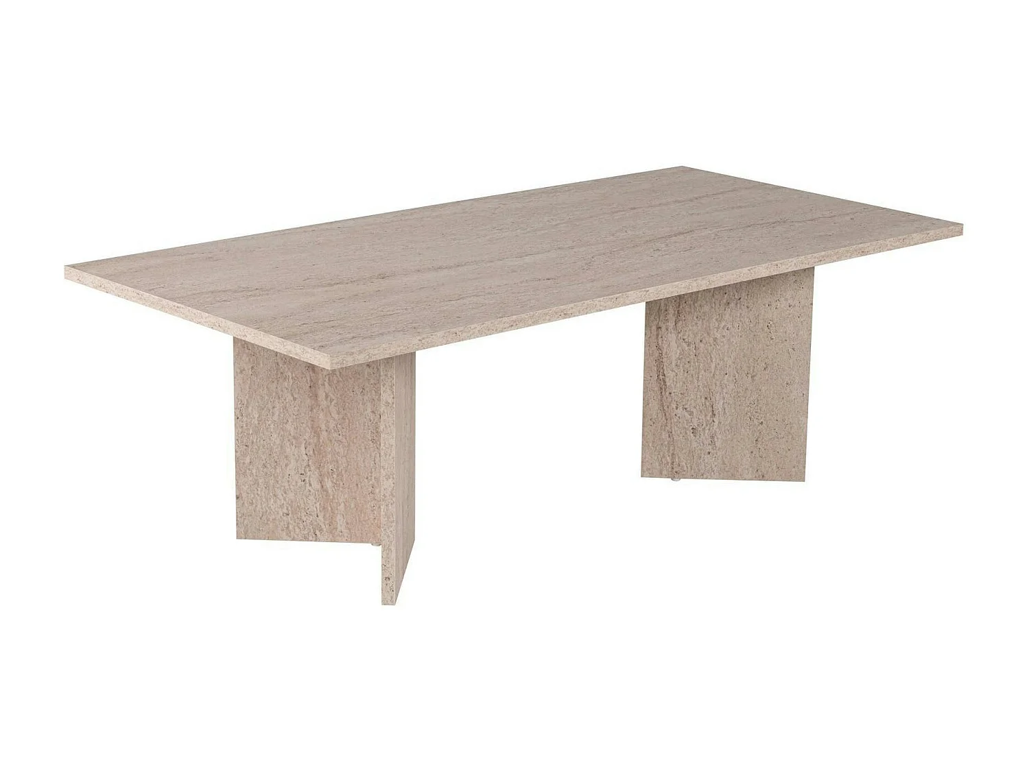 Table basse moderne effet travertin - pieds en V MARFA