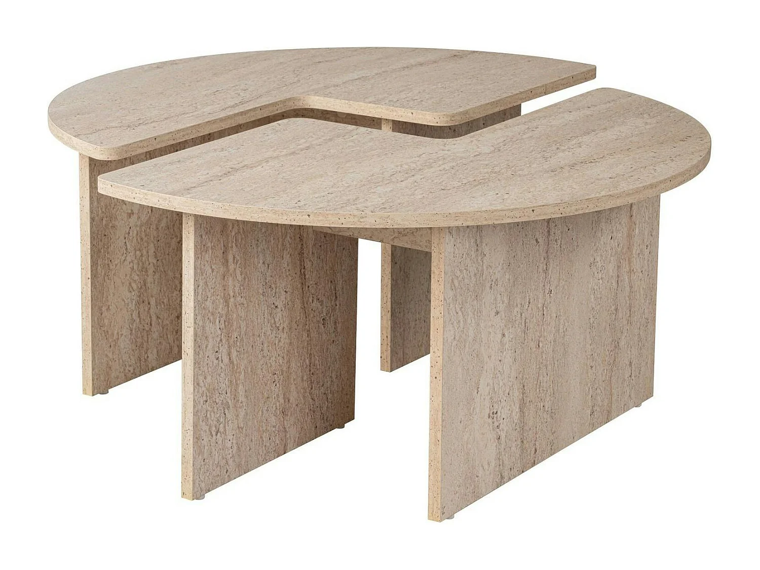 Table basse ronde effet travertin - design puzzle MARFA