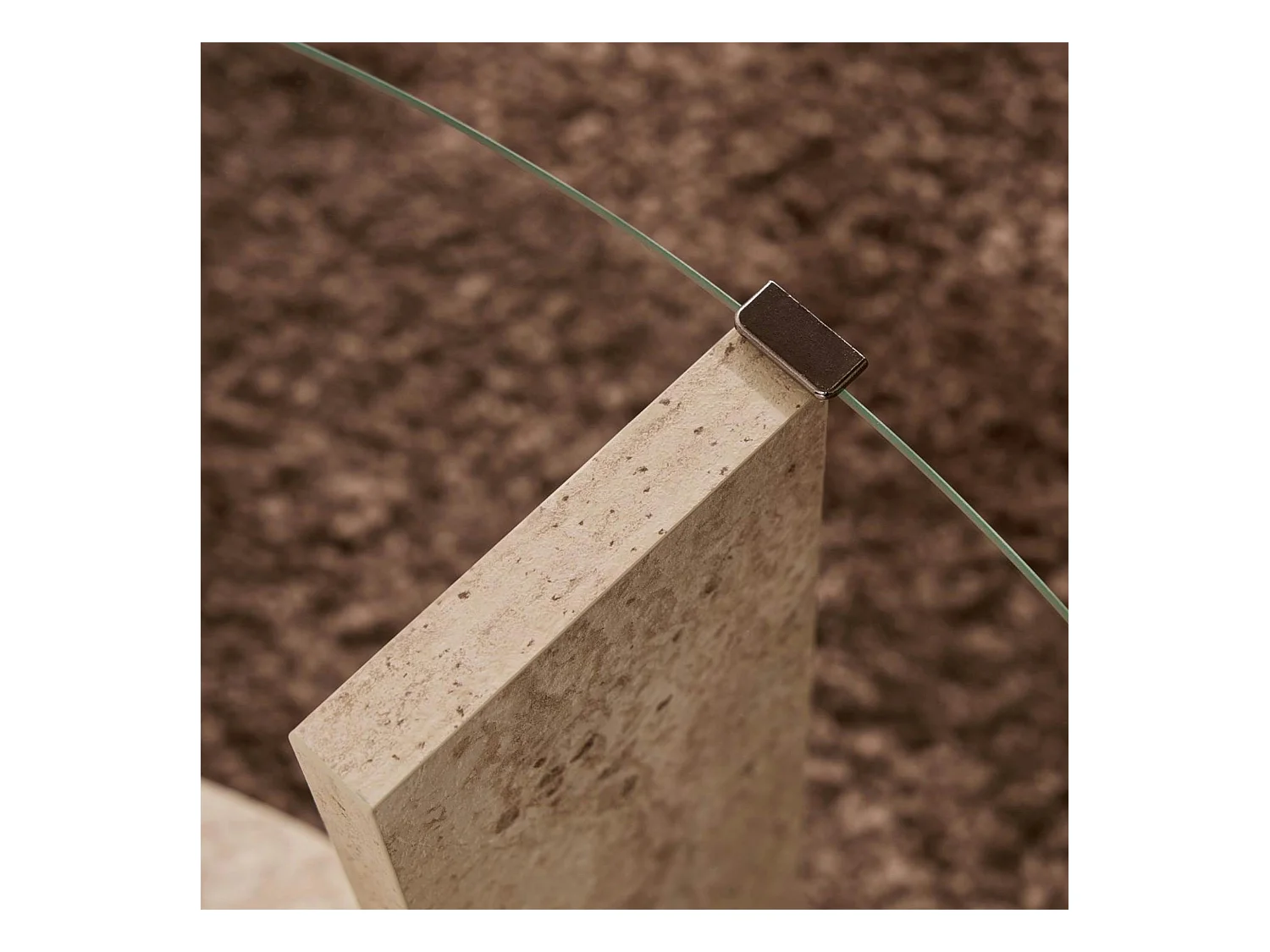 Table basse verre double plateau - effet travertin SALTA