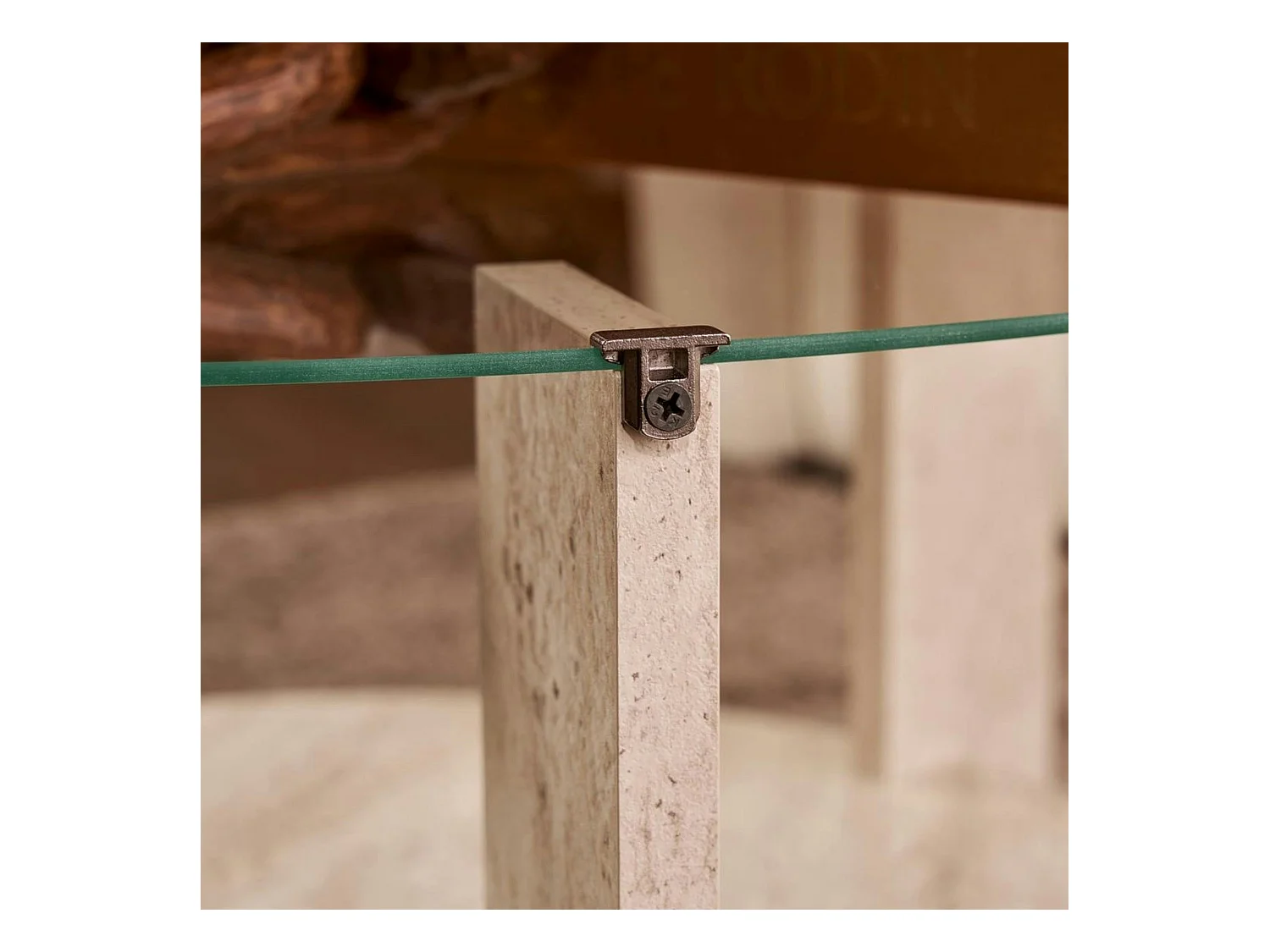 Table basse verre double plateau - effet travertin SALTA