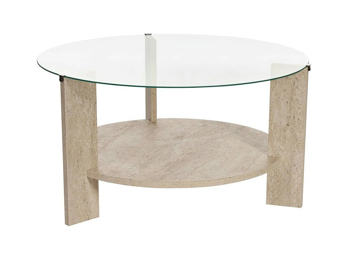 Table basse verre double plateau - effet travertin SALTA