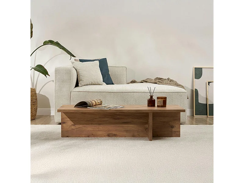 Table basse moderne minimaliste - effet bois de pin MARFA