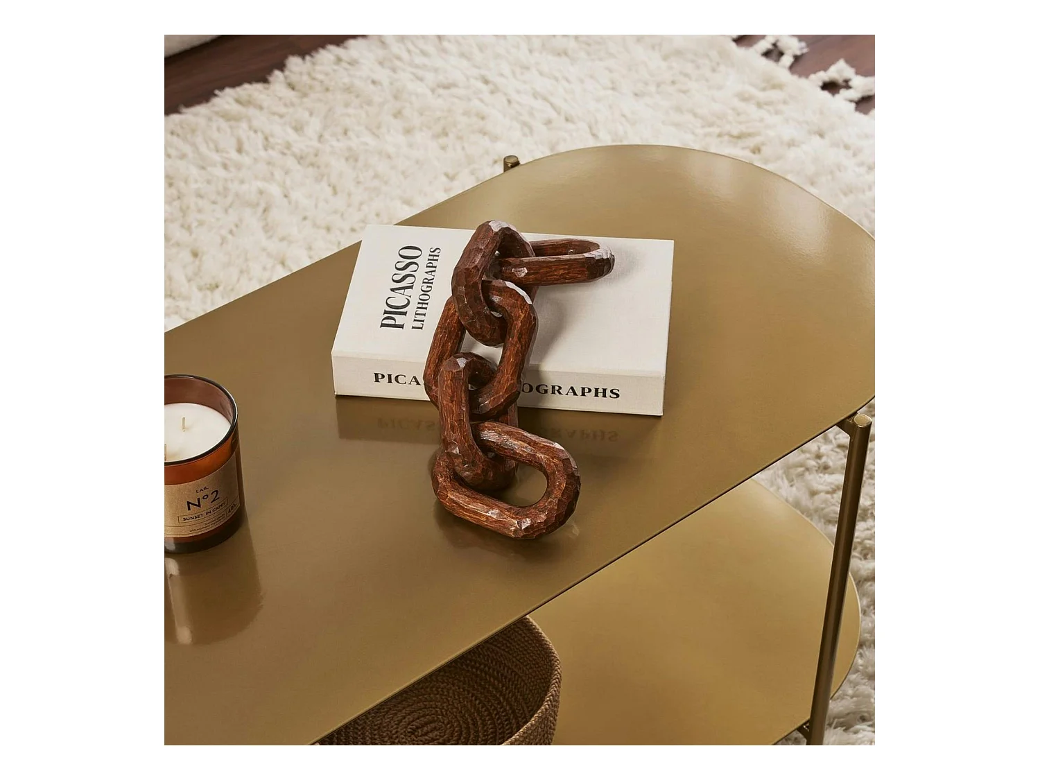 Table basse double plateau dorée - forme ovale SFAX